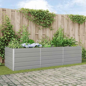 vidaXL Plantenbak Lichtgrijs 290 x 100 x 75 cm, 100 cm of meer, Verzenden, Nieuw, Metaal