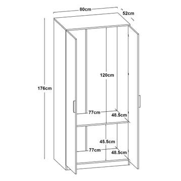 Kledingkast Eiselfing 176x80x52 cm eikenkleurig [en.casa], Huis en Inrichting, Kasten | Kledingkasten, Verzenden, Nieuw