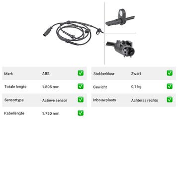 ABS-sensor FIAT Punto 1.8 130 HGT (188) Van 1999-09 tot 2012, Auto-onderdelen, Verzenden, Nieuw, Fiat