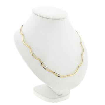 Gouden fantasieschakel collier; 14 karaat; 40–46,5 cm, Ophalen of Verzenden, Gebruikt, Goud, Goud