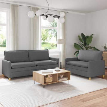 vidaXL Bankstel 2 st 5-zits Donkergrijs Stof, Huis en Inrichting, Verzenden, Nieuw, Minder dan 150 cm, Stof