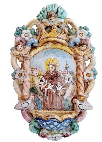 Barok Wijwatervat - Ceramica Salernitana - 20e eeuw - Sint