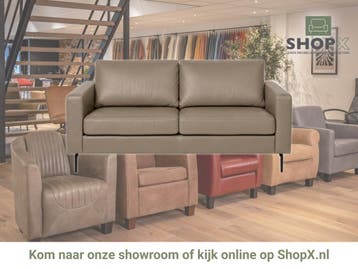 Leren bank Match - 3 zits - Granada Taupe (taupe/bruin) -, Huis en Inrichting, Banken | Bankstellen, Nieuw, Ophalen of Verzenden