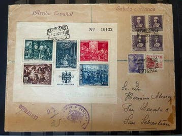 Spanje 1939/1939 - Spanje 1939 – Aangetekende enveloppe met, Gestempeld