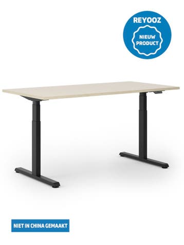 Laag-hoog bureau Premium - zwart - blad naar keuze, Nieuw in verpakking
