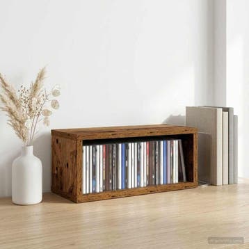 vidaXL CD Opslag Rek Eikenhout 40 x 17 x 17 cm Bewerkt hout, Verzenden, Nieuw