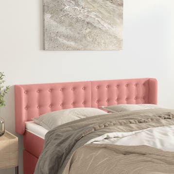 vidaXL Hoofdbord met randen 147x16x78/88 cm fluweel roze, Huis en Inrichting, Verzenden, Nieuw, Stof