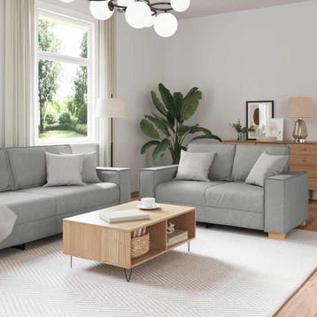 vidaXL Bank 3 st Wolkengrijs Linnen-mix stof, Huis en Inrichting, Verzenden, Nieuw, Stof, 200 tot 250 cm