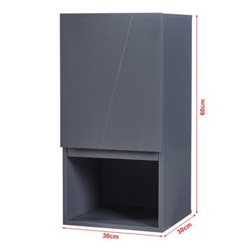 Badkamerkast Overath met deur en open vak grijs 60x30x30 cm, Verzenden, Nieuw
