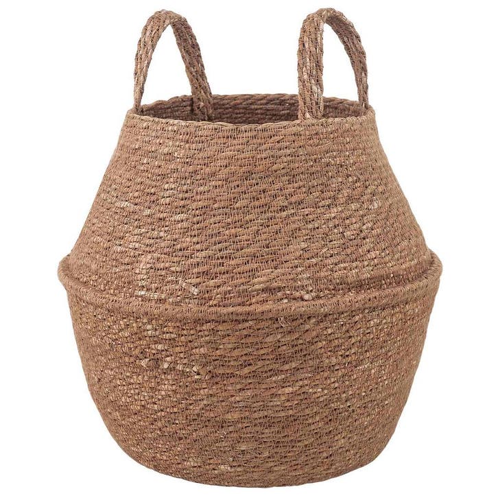vidaXL Plantenpot met handvatten Naturel Ø 22 x 20 cm 100%, Tuin en Terras, Bloembakken en Plantenbakken, Nieuw, Minder dan 30 cm