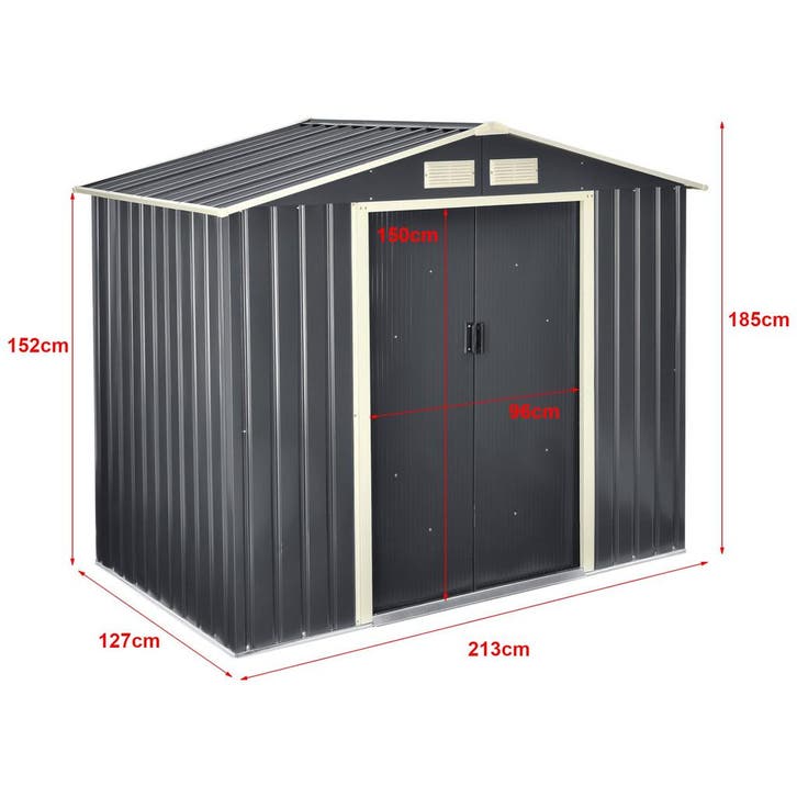 [en.casa] Tuinhuis tuinschuur met schuifdeur 213x127x185 cm, Tuin en Terras, Bergingen en Tuinkasten, Verzenden