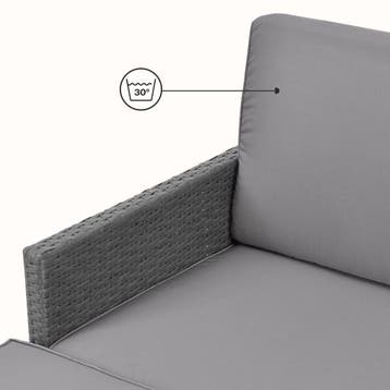 Tuinset rattan 3-delig tafel en 3-zitsbank donkergrijs licht, Verzenden, Nieuw