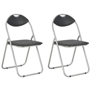 vidaXL Eetkamerstoelen inklapbaar 2 st kunstleer zwart, Verzenden, Nieuw, Zwart