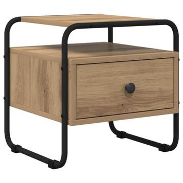 vidaXL Nachtkastje Artisanaal eiken Bewerkt hout, Minder dan 45 cm, Verzenden, Nieuw, Minder dan 55 cm
