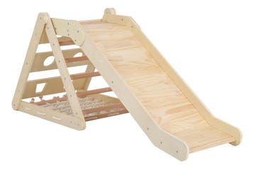 Moni Toys Montessori 3-in-1 Houten Klimrek met Glijbaan, Verzenden, Nieuw