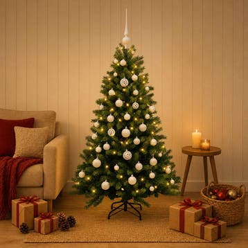 vidaXL Kunstkerstboom met Ballen 150 cm 150 LEDs Warmwit, Verzenden, Nieuw