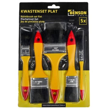 Benson Verfkwast set plat - 5 maten - blisterverpakking -..., Doe-het-zelf en Verbouw, Schildersmaterialen, Ophalen of Verzenden
