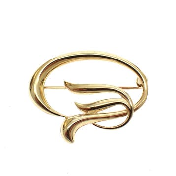 Vintage gouden fantasie broche, Ophalen of Verzenden, Gebruikt, Overige kleuren, Goud