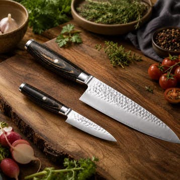 Yaxell KETU – 2-delige Messenset – SG2 Staal – Koksmes, Ophalen of Verzenden, Nieuw, Hout