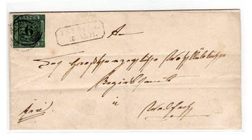 Baden 1851 - “145” dubbel, naast Ra2 TRYBERG, op een, Gestempeld