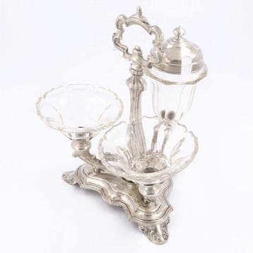 19e eeuw - Cruet set - Olie-en-azijnstelletje - .925 zilver