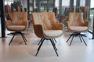 4 x Gealux Lody / Mabach eetkamerstoel draai / combi.stof, Modern design, Nieuw, Ophalen of Verzenden, Vier