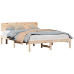vidaXL Bedframe met hoofdeinde Naturel 140 x 200 cm Massief, Huis en Inrichting, Slaapkamer | Bedden, Verzenden, Nieuw, Bruin