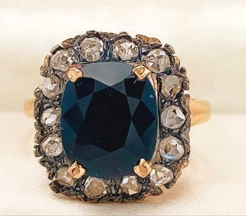 Zonder minimumprijs - Ring - 9 kt. Roségoud, Zilver Saffier, Nieuw