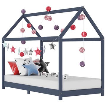 vidaXL Kinderbedframe massief grenenhout grijs 90x200 cm, Kinderen en Baby's, Kinderkamer | Bedden, Verzenden, Nieuw