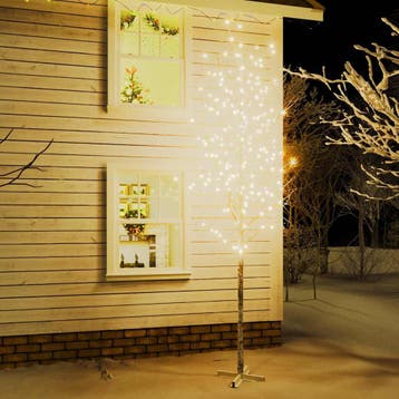 vidaXL Berkenboom LED 672 LEDs warmwit 400 cm wit, Verzenden, Nieuw