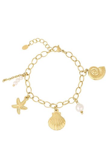 Goudlief Beach vibe armband (Charme armbanden, Armbanden), Verzenden, Nieuw, Zilver, Overige materialen