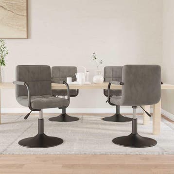 vidaXL Eetkamerstoelen draaibaar 4 st fluweel lichtgrijs, Huis en Inrichting, Verzenden, Nieuw, Grijs