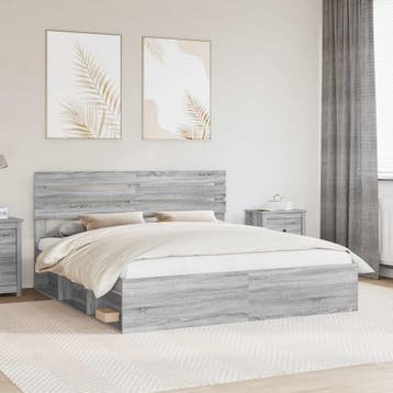 vidaXL Bedframe Grijs Sonoma 200 x 200 cm Massief grenenhout, Verzenden, Nieuw, Grijs, Hout