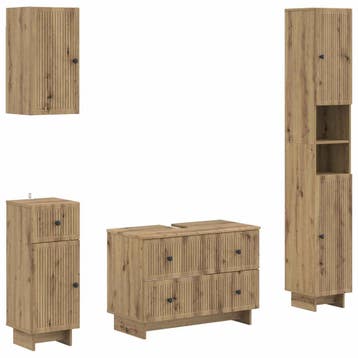 vidaXL 4-delige Badkamerkast Set EDE Artisanaal eiken, Verzenden, Nieuw