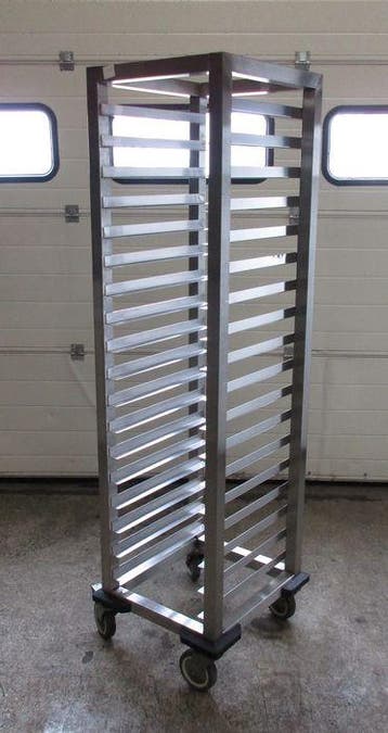 RVS Regaalwagen, Baklava schaal transportwagen, 44cm, gelast, Gebruikt