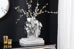 Handgemaakte vaas LIQUID 25cm zilver metaal gehamerd design, Ophalen of Verzenden, Nieuw