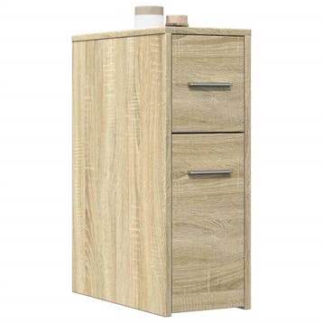vidaXL Badkamerkast smal met wielen bewerkt hout sonoma, Verzenden, Nieuw