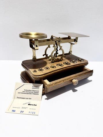 Westa - Post/brieven weegschaal - Hout, Messing - Met, Antiek en Kunst