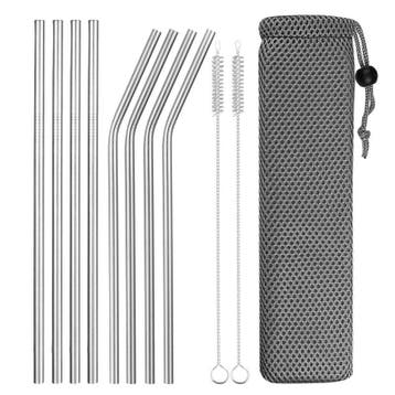 Fako Bijoux - RVS Rietjes Set -  8 Herbruikbare Rietjes - 4, Verzenden, Nieuw