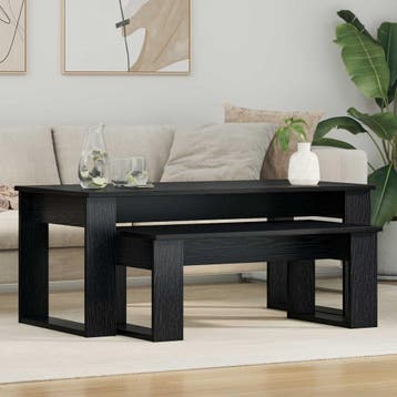 vidaXL Koffietafel Set 2 st Zwart Eiken 100 x 50 x 42 cm, Verzenden, Nieuw, Overige houtsoorten, 50 tot 100 cm