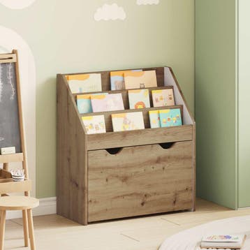 vidaXL Kinderen Boekenkast met lade Artisan Eiken 60 x 29,5, Huis en Inrichting, Woonaccessoires | Krantenbakken en Lectuurbakken