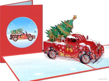 3D Kerstkaart Kerstboom versierde Kerstauto pop-up kaart, Verzenden, Nieuw