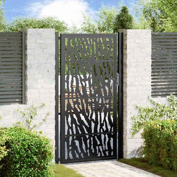 vidaXL Poort met sporenontwerp 100x175 cm staal zwart, Tuin en Terras, Tuinpoorten, Verzenden, Nieuw
