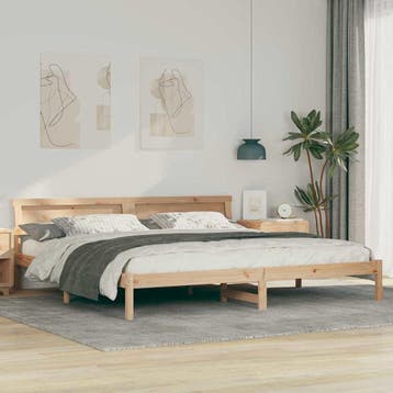 vidaXL Bedframe met hoofdeinde Bruin 200 x 200 cm Massief, Verzenden, Nieuw, Bruin, Hout