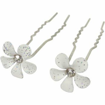 Haarspeld haarpinnen 7cm  - Bloemvorm - Glitter Steentjes -, Nieuw