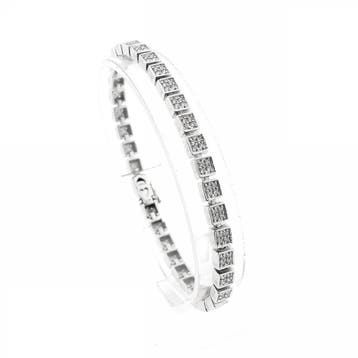 Witgouden schakel armband met diamant; 0,68 ct., Gebruikt, Ophalen of Verzenden, Met edelsteen, Goud