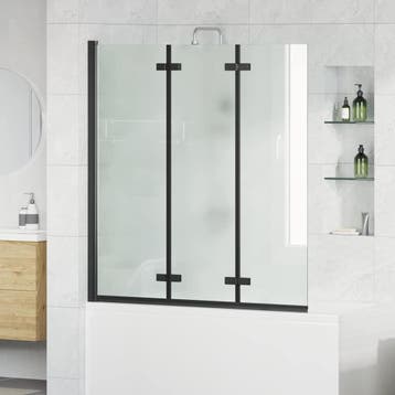 vidaXL Opvouwbare Douchewand Zwart 130 x 138 cm ESG-glas en, Verzenden, Nieuw