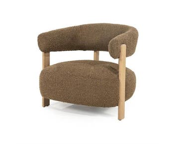 Fauteuil Lola - hush Bruin | Eleonora, Ophalen of Verzenden, Nieuw
