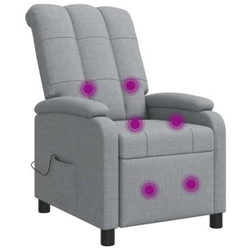 vidaXL Massage Recliner Lichtgrijs Stof, Verzenden, Nieuw