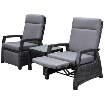 Dallas lounge balkonset 3 delig verstelbare rugleuning en, Ophalen of Verzenden, Nieuw, Wicker